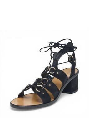 Club Monaco Jonet Black Suede Sandal Ankle Wrap